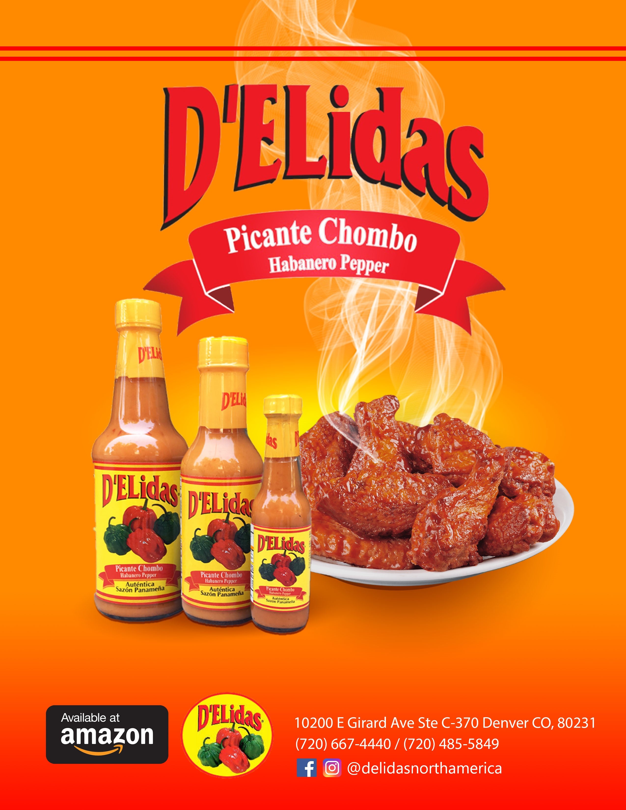 D'ELIDAS Hot Sauce Chombo Habanero Pepper Picante ALL NATURAL, (5oz) 3 PACK